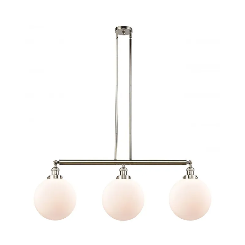 Franklin Restoration X-Large Beacon LED 42 inch Polished Nickel Island Light Ceiling Light in Matte White Glass, Franklin Restoration