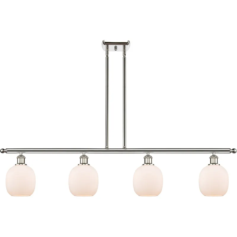Ballston Belfast 4 Light 48 inch Polished Nickel Island Light Ceiling Light in Matte White Glass, Ballston