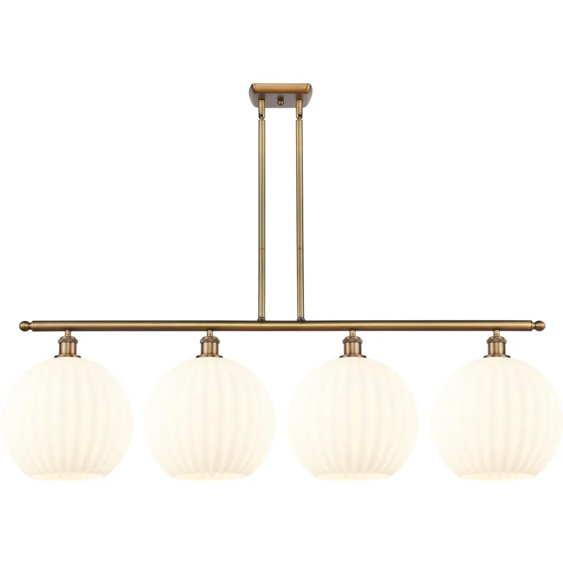 Ballston White Venetian 4 Light 50.25 inch Brushed Brass Stem Hung Island Light Ceiling Light
