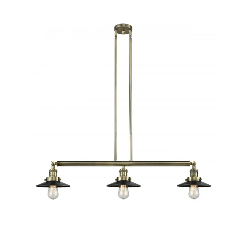 Franklin Restoration Railroad LED 41 inch Antique Copper Island Light Ceiling Light in Matte Black, Franklin Restoration