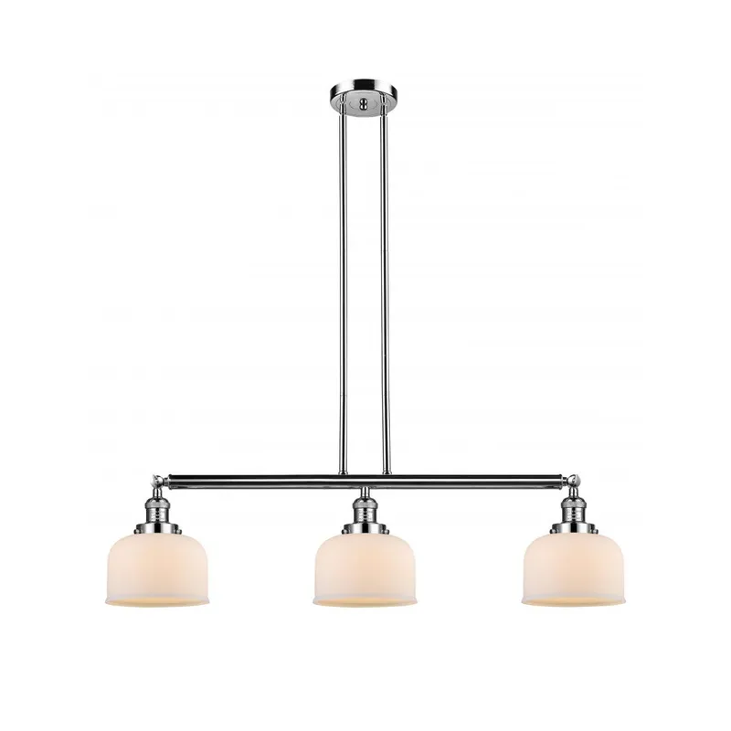 Franklin Restoration Large Bell LED 41 inch Polished Nickel Island Light Ceiling Light in Matte White Glass, Franklin Restoration