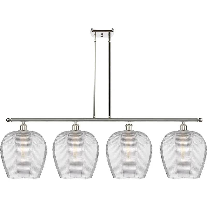 Ballston Norfolk 4 Light 50 inch Polished Nickel Island Light Ceiling Light in Clear Glass