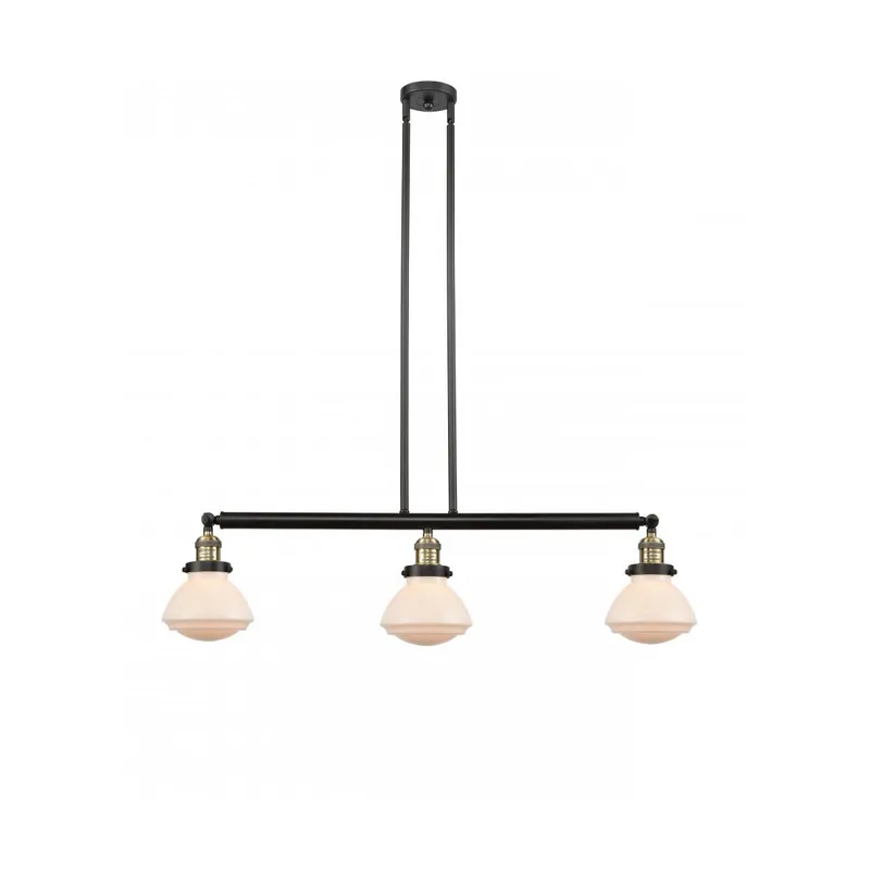 Franklin Restoration Olean LED 39 inch Black Antique Brass Island Light Ceiling Light in Matte White Glass, Franklin Restoration
