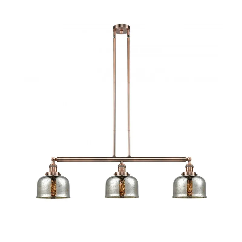 Franklin Restoration Large Bell LED 41 inch Antique Copper Island Light Ceiling Light in Silver Plated Mercury Glass, Franklin Restoration