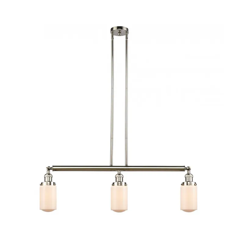 Franklin Restoration Dover 3 Light 37 inch Polished Nickel Island Light Ceiling Light in Matte White Glass, Franklin Restoration