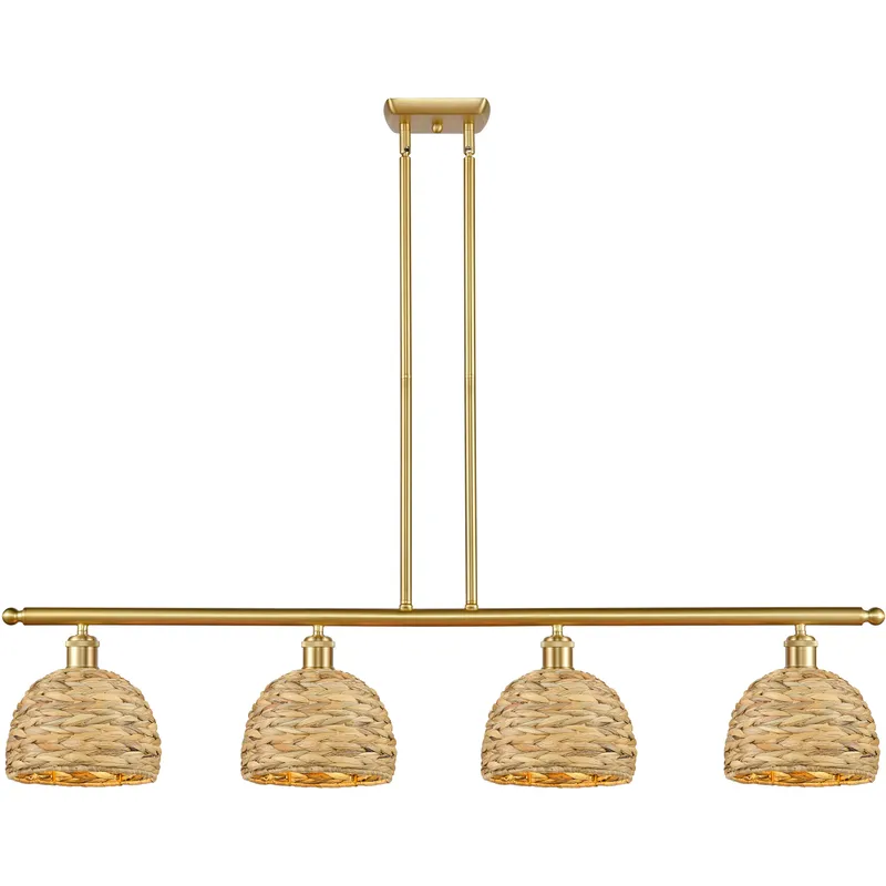 Woven Rattan Island Light Ceiling Light in Satin Gold