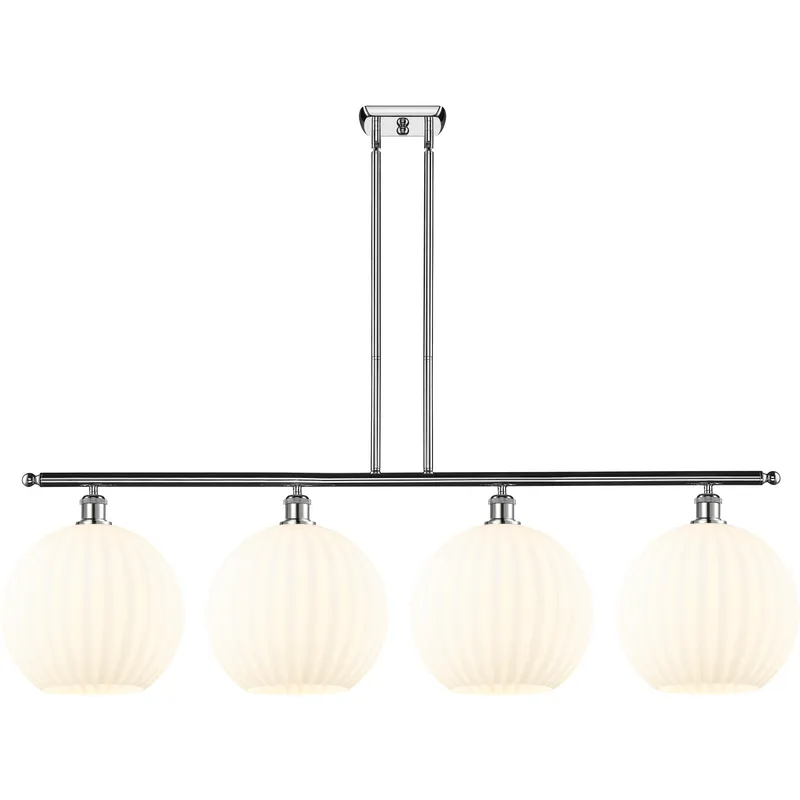 Ballston White Venetian 4 Light 50.25 inch Polished Chrome Stem Hung Island Light Ceiling Light
