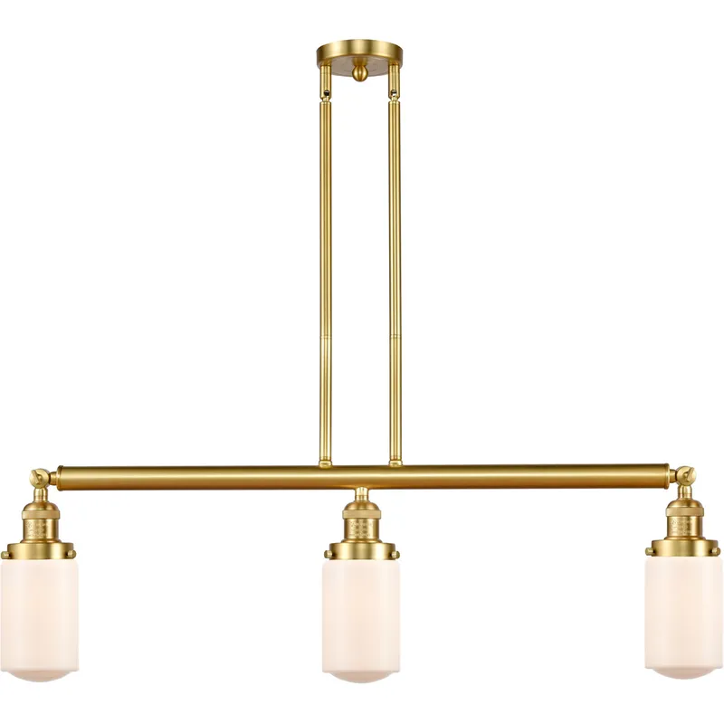 Franklin Restoration Dover 3 Light 37 inch Satin Gold Island Light Ceiling Light in Matte White Glass, Franklin Restoration