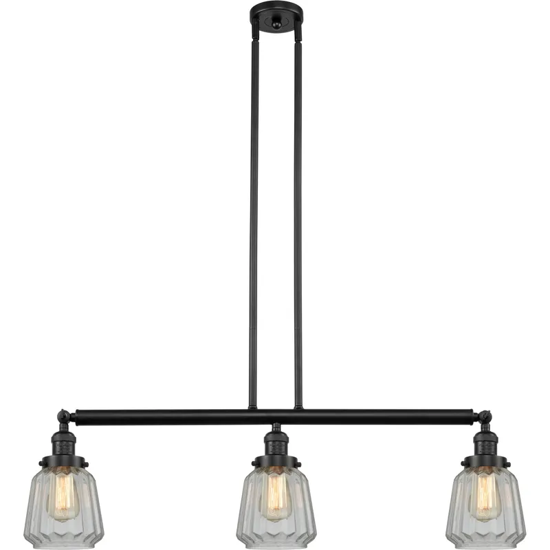 Franklin Restoration Chatham 3 Light 39 inch Oil Rubbed Bronze Island Light Ceiling Light in Clear Glass, Franklin Restoration