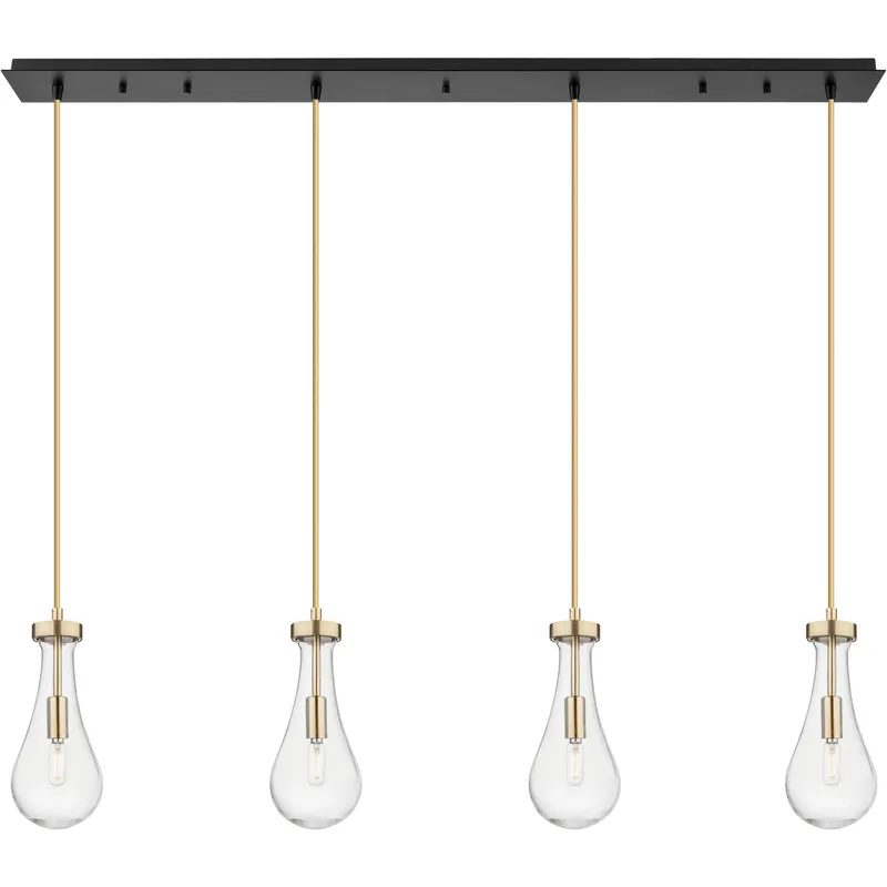 Owego 4 Light 48.88 inch Champagne Bronze Linear Pendant Ceiling Light in Clear Glass