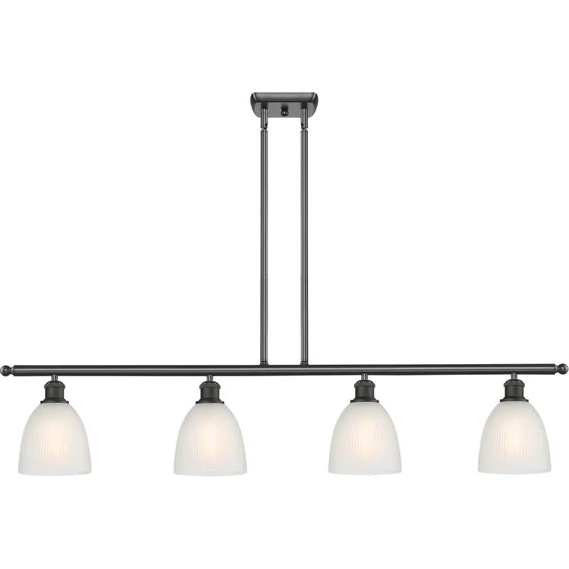 Ballston Castile 4 Light 48 inch Oil Rubbed Bronze Island Light Ceiling Light in White Glass, Ballston
