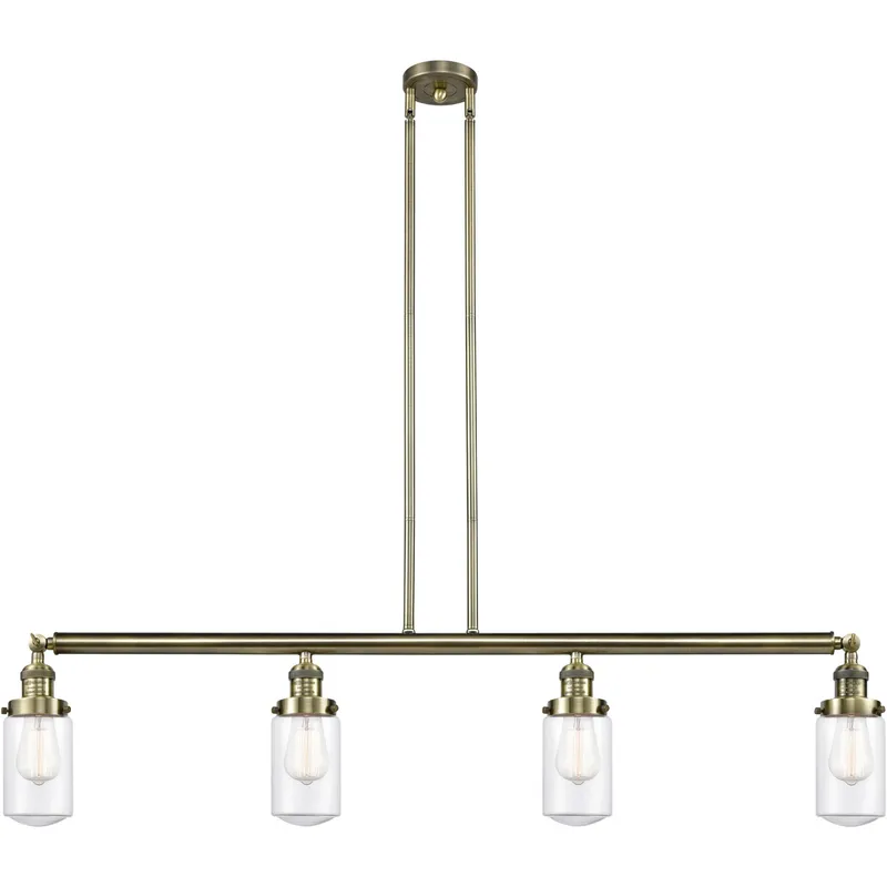 Franklin Restoration Dover LED 49.13 inch Antique Brass Island Light Ceiling Light in Clear Glass, Franklin Restoration