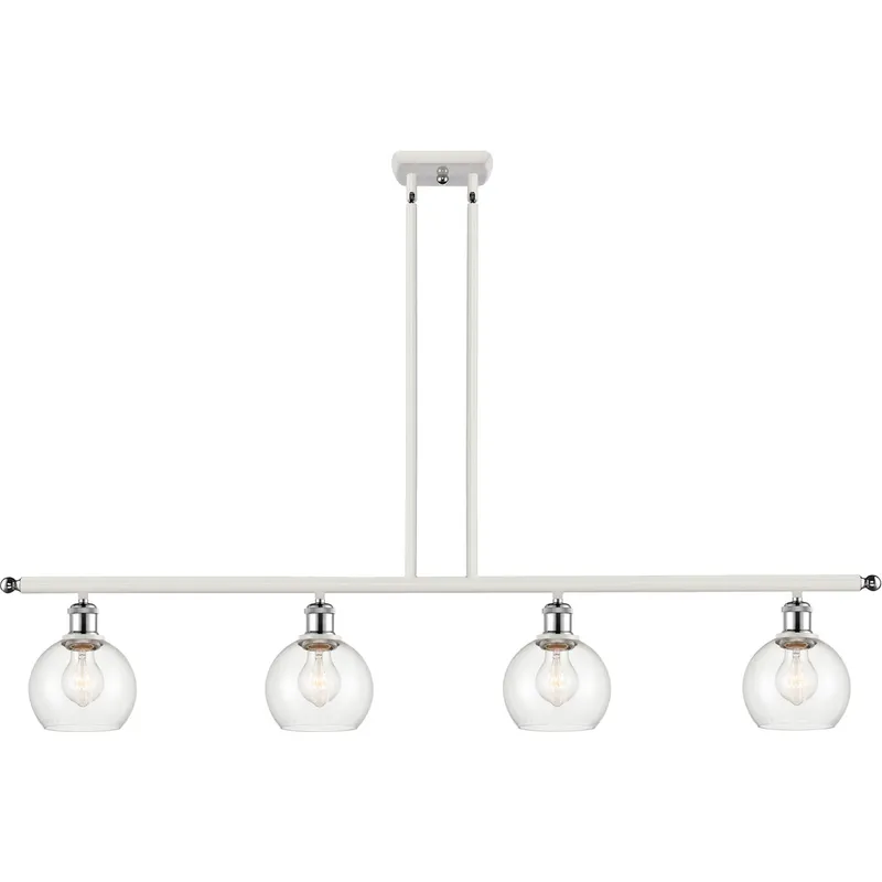 Ballston Athens LED 48 inch White and Polished Chrome Island Light Ceiling Light in Clear Glass