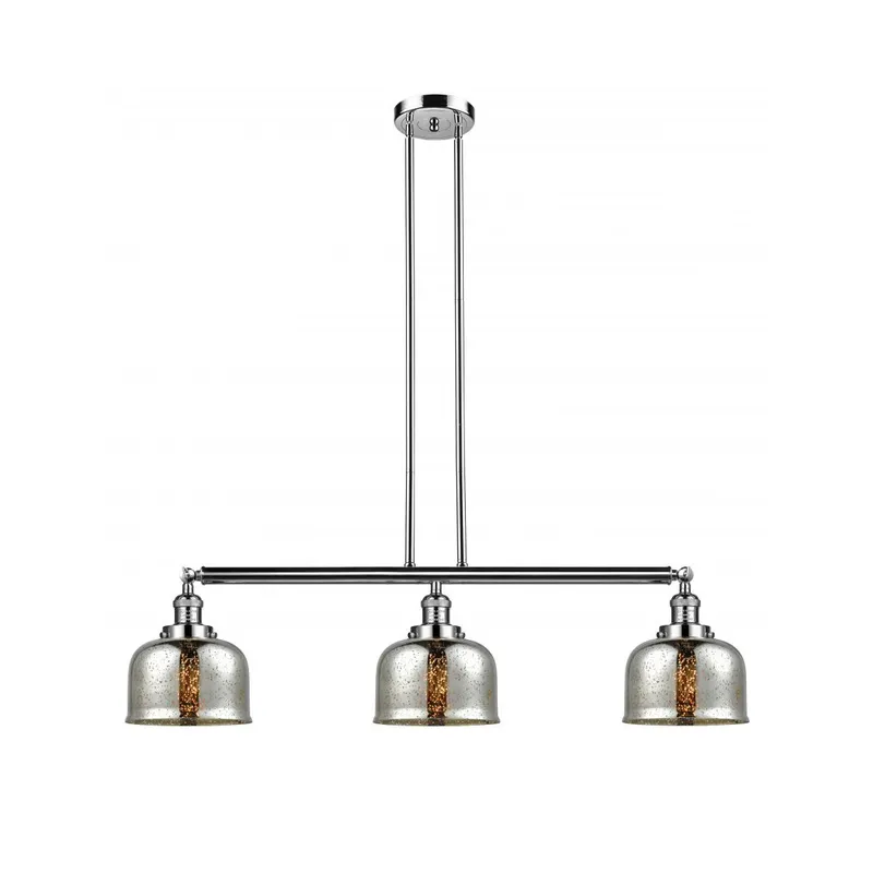 Franklin Restoration Large Bell LED 41 inch Polished Nickel Island Light Ceiling Light in Silver Plated Mercury Glass, Franklin Restoration