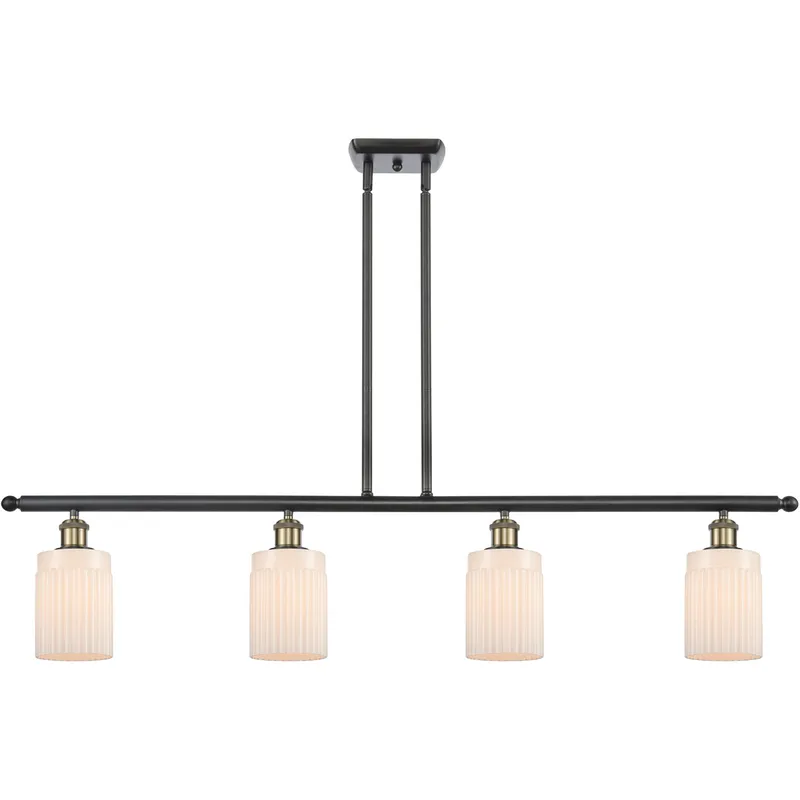 Ballston Hadley LED 48 inch Black Antique Brass Island Light Ceiling Light in Matte White Glass, Ballston