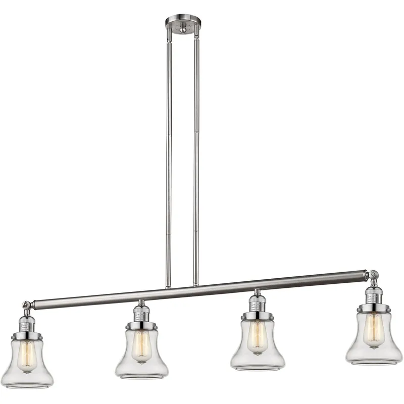 Franklin Restoration Bellmont 4 Light 50.88 inch Brushed Satin Nickel Island Light Ceiling Light in Clear Glass, Franklin Restoration