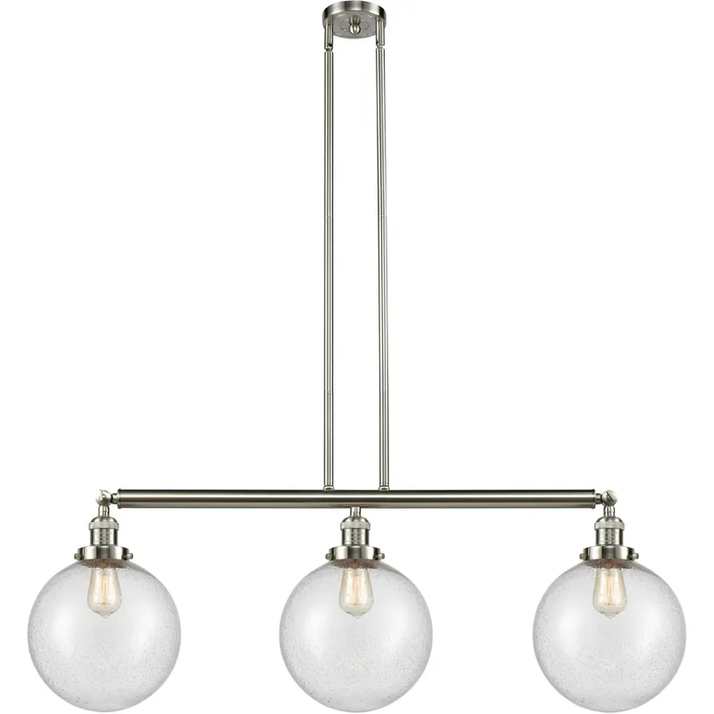 Franklin Restoration X-Large Beacon LED 42 inch Brushed Satin Nickel Island Light Ceiling Light in Seedy Glass, Franklin Restoration