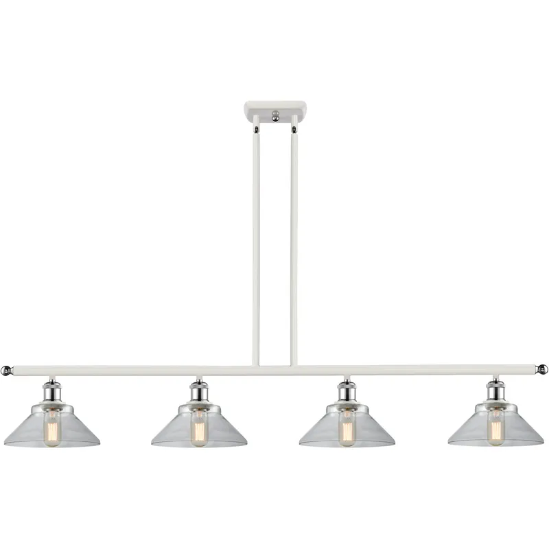 Ballston Orwell 4 Light 48 inch White and Polished Chrome Island Light Ceiling Light in Clear Glass, Ballston