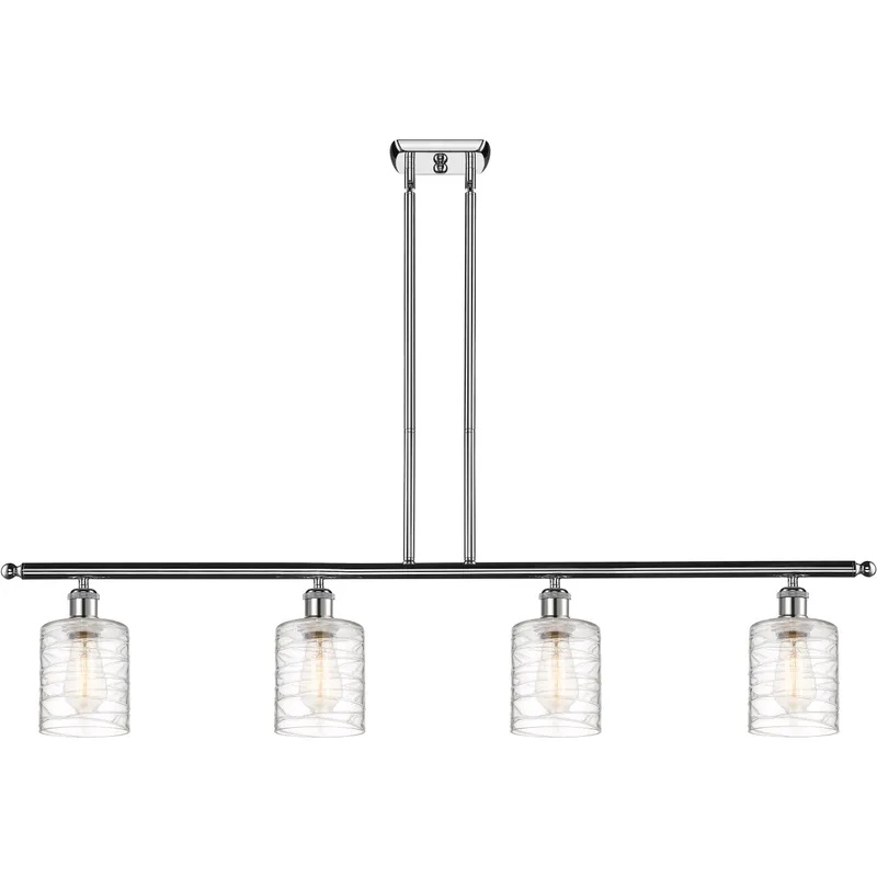 Ballston Cobbleskill LED 48 inch Polished Chrome Island Light Ceiling Light in Deco Swirl Glass
