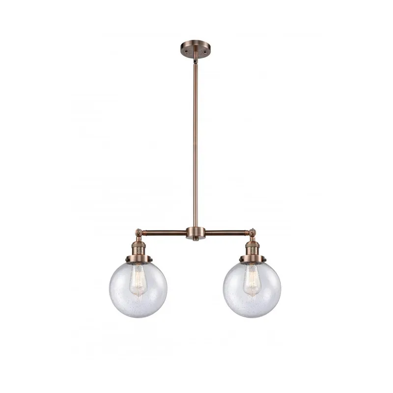 Franklin Restoration Large Beacon 2 Light 43 inch Antique Copper Island Light Ceiling Light in Seedy Glass, Franklin Restoration