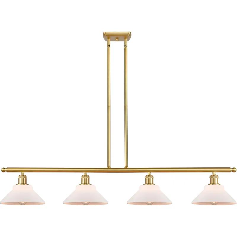 Ballston Orwell 4 Light 48 inch Satin Gold Island Light Ceiling Light in Matte White Glass, Ballston