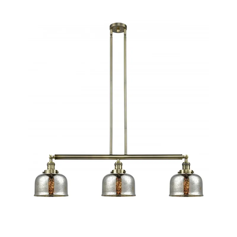 Franklin Restoration Large Bell LED 40.5 inch Antique Brass Island Light Ceiling Light in Silver Plated Mercury Glass, Franklin Restoration