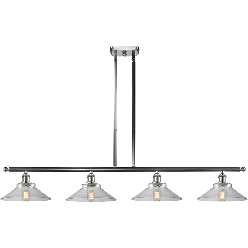 Ballston Orwell 4 Light 48 inch Brushed Satin Nickel Island Light Ceiling Light in Clear Glass, Ballston