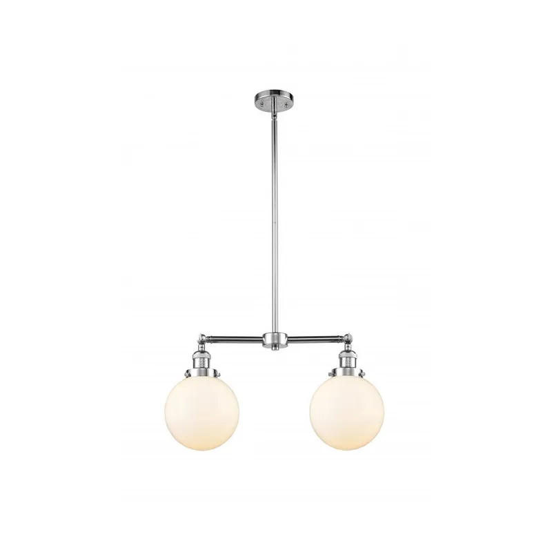 Franklin Restoration Large Beacon 2 Light 25 inch Polished Chrome Chandelier Ceiling Light in Matte White Glass, Franklin Restoration