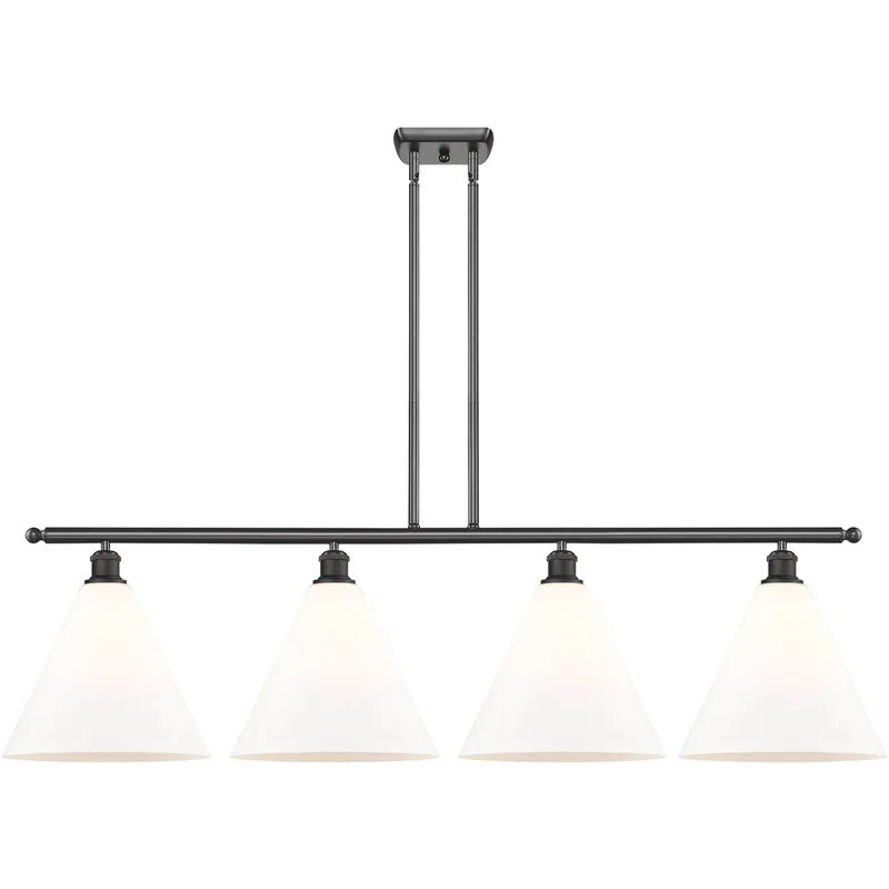 Ballston Ballston Cone LED 50.25 inch Oil Rubbed Bronze Island Light Ceiling Light in Matte White Glass