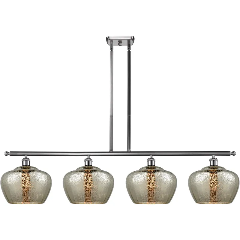 Ballston Large Fenton LED 48 inch Brushed Satin Nickel Island Light Ceiling Light in Mercury Glass, Ballston