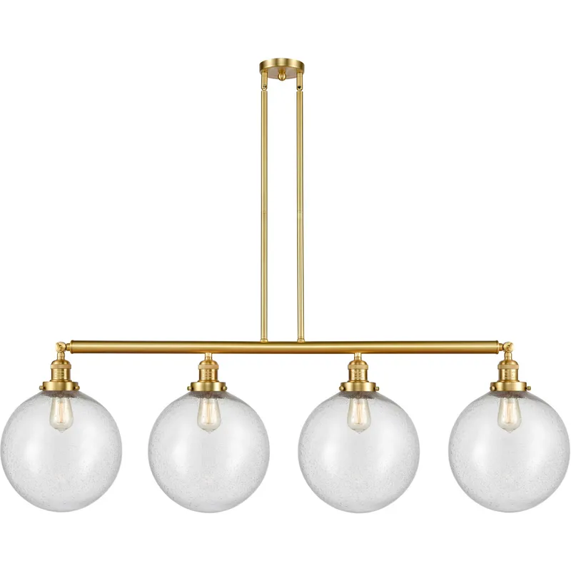 Franklin Restoration XX-Large Beacon LED 56 inch Satin Gold Island Light Ceiling Light in Seedy Glass, Franklin Restoration