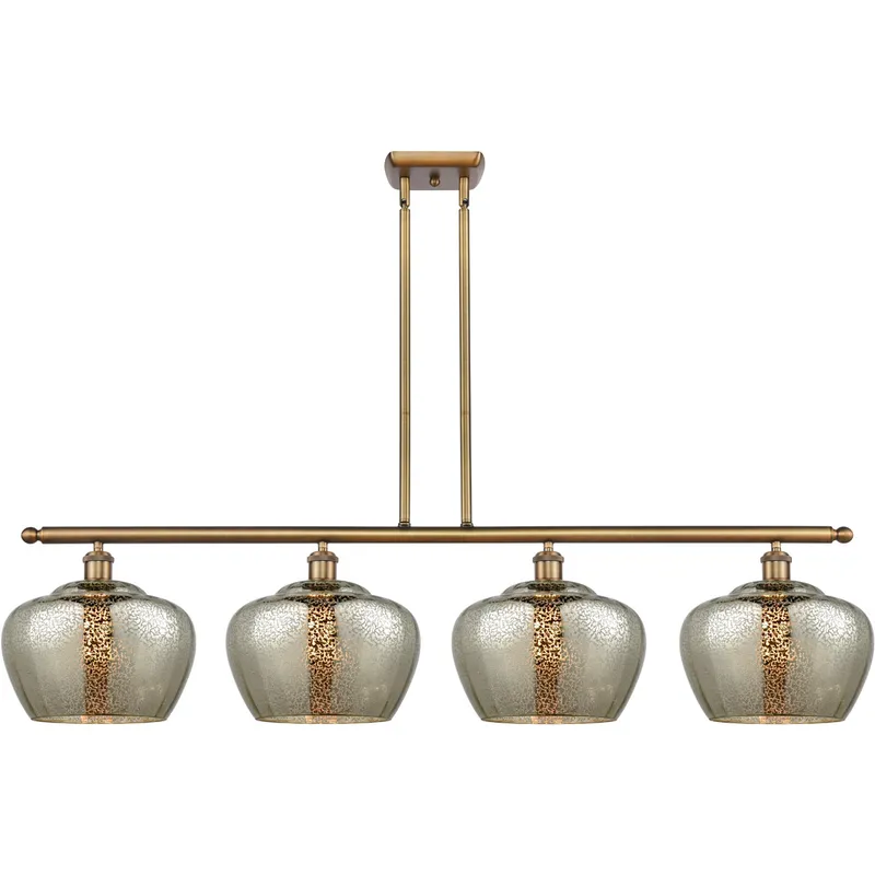 Ballston Large Fenton LED 48 inch Brushed Brass Island Light Ceiling Light in Mercury Glass, Ballston