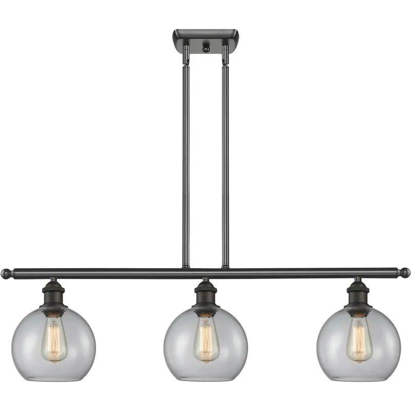 Ballston Athens 3 Light 42 inch Oil Rubbed Bronze Island Light Ceiling Light in Clear Glass, Ballston