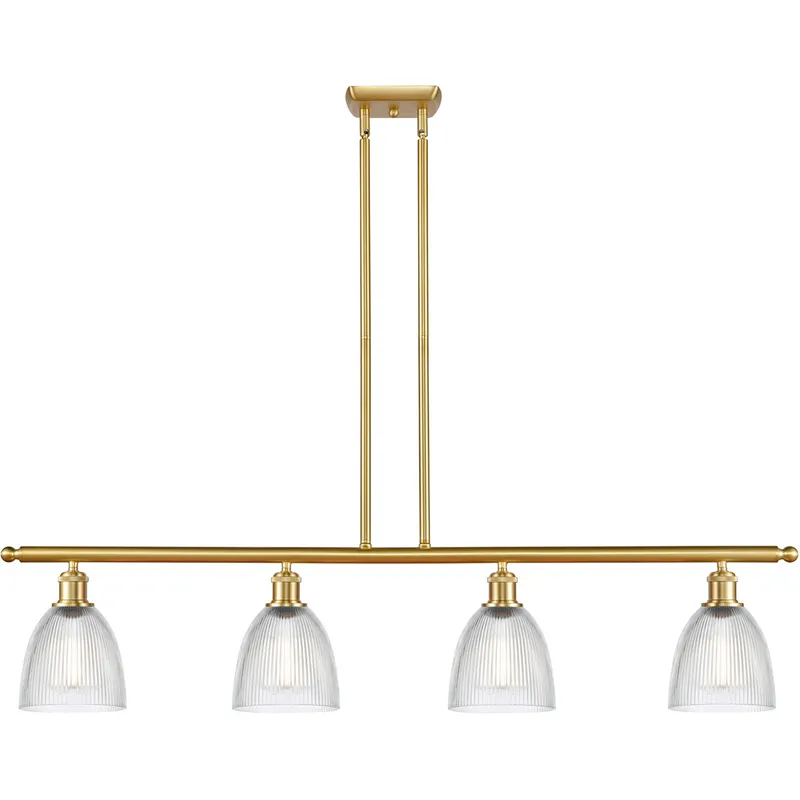 Ballston Castile 4 Light 48 inch Satin Gold Island Light Ceiling Light in Clear Glass, Ballston