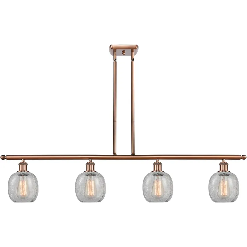 Ballston Belfast 4 Light 48 inch Antique Copper Island Light Ceiling Light in Clear Crackle Glass, Ballston