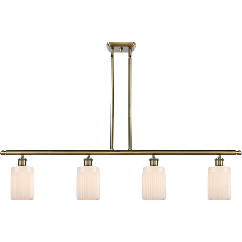 Ballston Hadley LED 48 inch Antique Brass Island Light Ceiling Light in Matte White Glass, Ballston