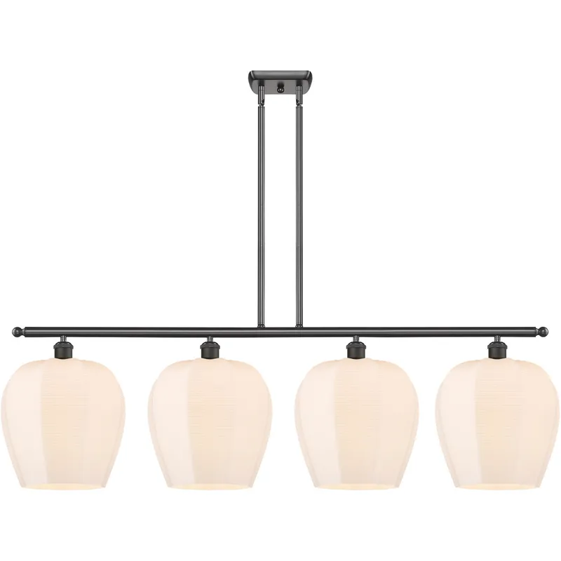 Ballston Norfolk 4 Light 50 inch Oil Rubbed Bronze Island Light Ceiling Light in Matte White Glass
