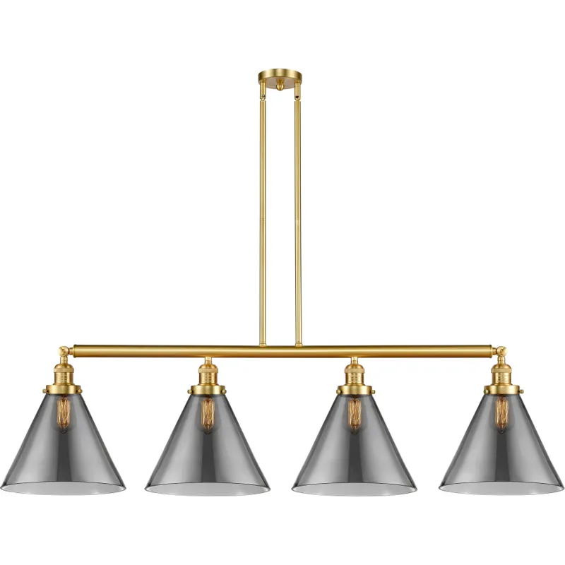 Franklin Restoration X-Large Cone LED 56 inch Satin Gold Island Light Ceiling Light in Plated Smoke Glass, Franklin Restoration