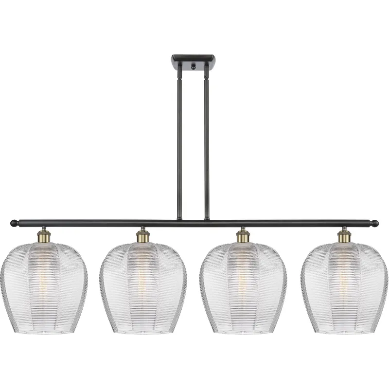 Ballston Norfolk Island Light Ceiling Light in Black Antique Brass, Clear Glass