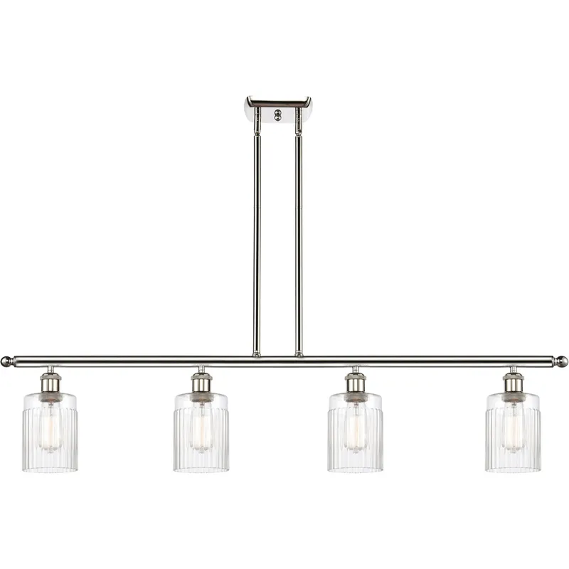 Ballston Hadley LED 48 inch Polished Nickel Island Light Ceiling Light in Clear Glass, Ballston