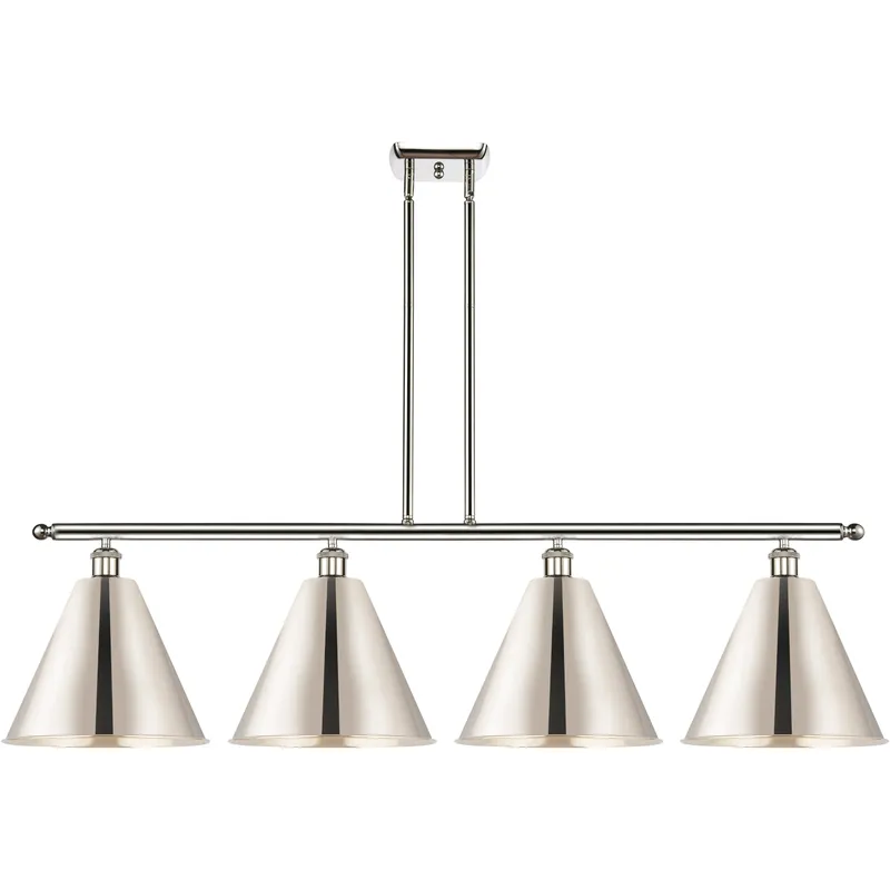 Ballston Cone 4 Light 50 inch Polished Nickel Island Light Ceiling Light