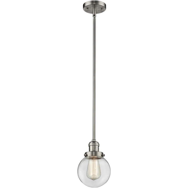 Franklin Restoration Beacon LED 6 inch Brushed Satin Nickel Mini Pendant Ceiling Light in Clear, Franklin Restoration