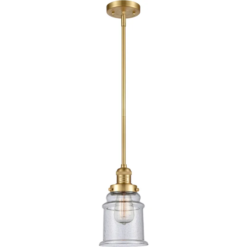 Franklin Restoration Canton 1 Light 6.5 inch Satin Gold Mini Pendant Ceiling Light in Incandescent, Seedy, Franklin Restoration