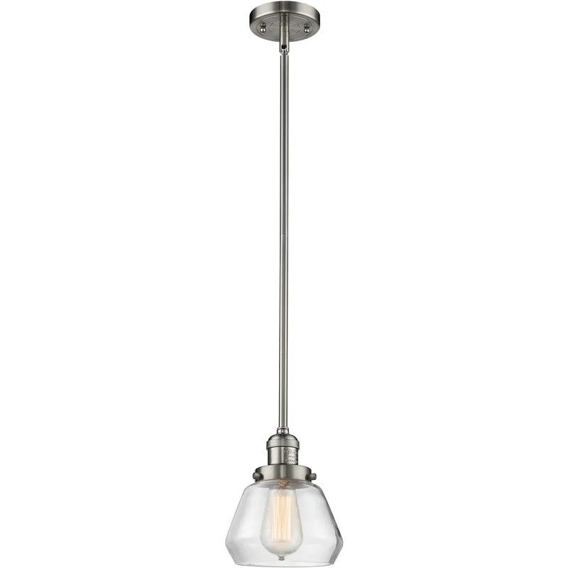 Franklin Restoration Fulton LED 7 inch Brushed Satin Nickel Mini Pendant Ceiling Light in Clear, Franklin Restoration