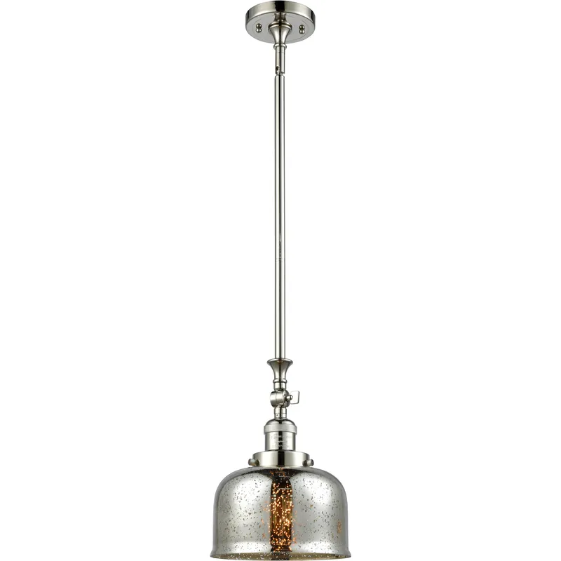Franklin Restoration Bell 1 Light 8 inch Polished Nickel Mini Pendant Ceiling Light in Incandescent, Silver Plated Mercury, Franklin Restoration