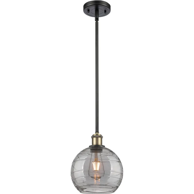 Ballston Athens Deco Swirl 1 Light 8 inch Black Antique Brass Stem Hung Mini Pendant Ceiling Light