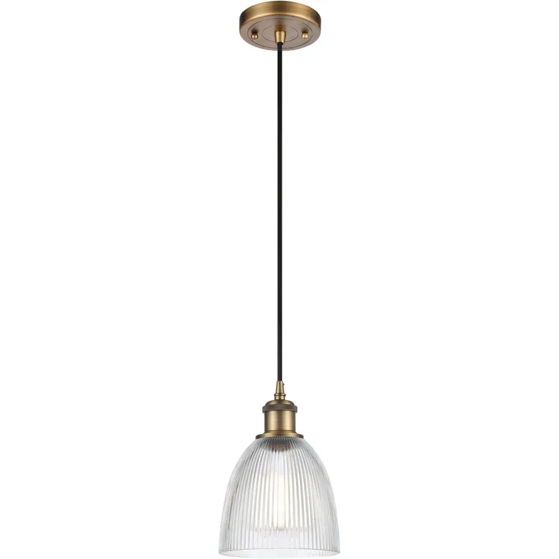 Ballston Castile 1 Light 6 inch Brushed Brass Mini Pendant Ceiling Light in Clear Glass, Ballston