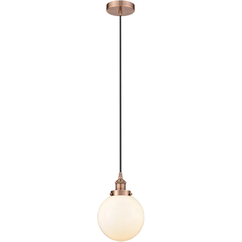 Edison Beacon LED 8 inch Antique Copper Mini Pendant Ceiling Light