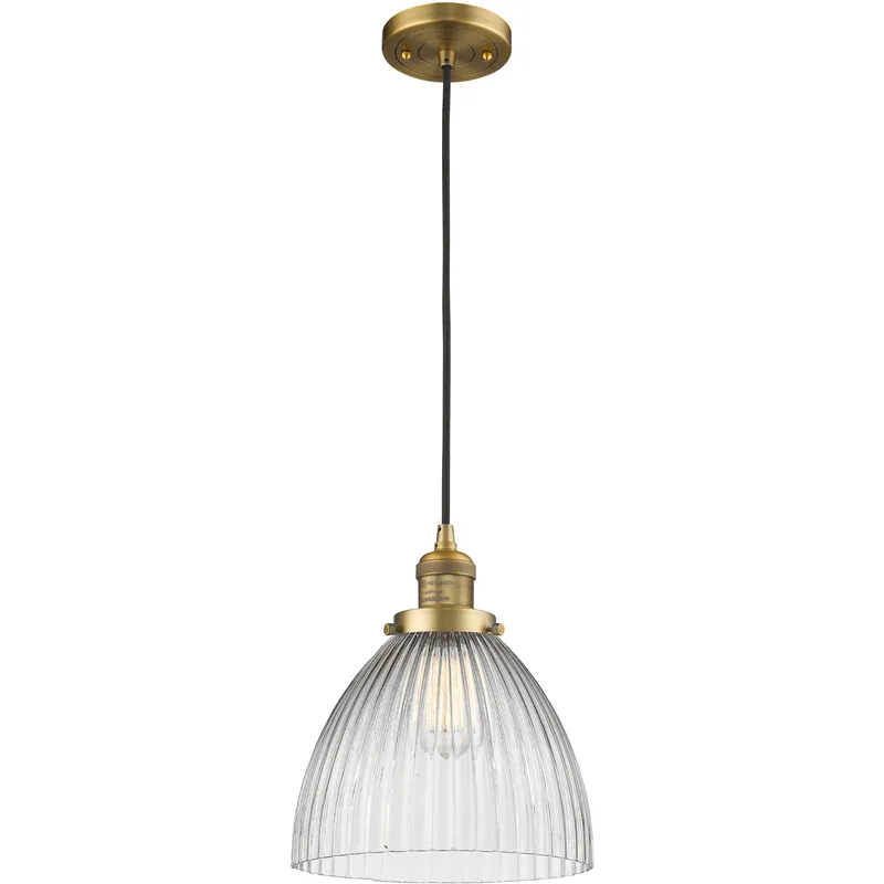 Franklin Restoration Seneca Falls LED 9.5 inch Brushed Brass Mini Pendant Ceiling Light, Franklin Restoration