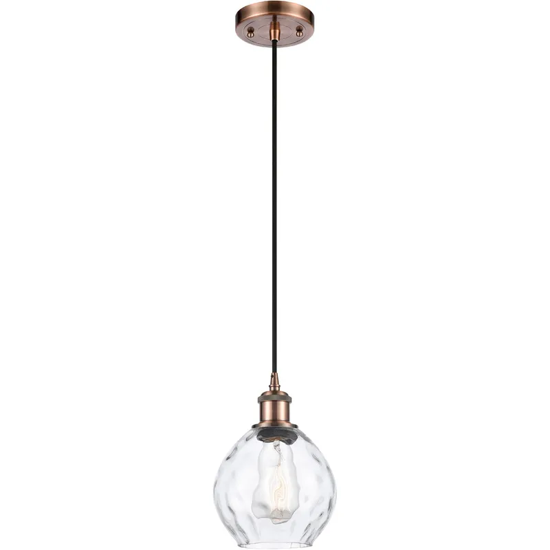 Ballston Small Waverly LED 6 inch Antique Copper Mini Pendant Ceiling Light in Black Textured, Ballston
